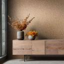 Papel pintado no tejido de color marrón, motivo de pan de oro naturaleza floral
