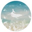 Vinilo decorativo de pared mundo submarino paradisíaco - Ombre - Kikki Belle - Redondo