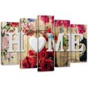 5 stykke lærredsprint Inscription Home With Rose Flowers