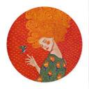 Póster colibrí y mujer en luz roja - Hülya - Redondo