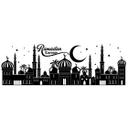 Sticker mural Skyline de nuit arabe avec lettrage du Ramadan