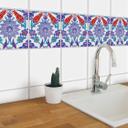Azulejos Adhesivos Corona de flores oriental - Azul - Lote de 12