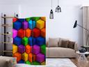Screen room divider - Farverige geometriske kasser, 3-delt