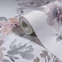 Papel pintado no tejido flores naturaleza floral, romántico mate en blanco gris beige