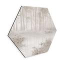 Wanddecoratie bos bij het meer in beige mist - Ms Tiff - Alu-Dibond