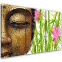3 stykke lærredstryk, Buddha Bamboo Zen Gold