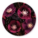 Glasbillede - Blomsterpragt i lilla toner - Anis illustration - Rund