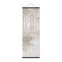 Textielposter Bos bij het meer in mist in beige - Ms Tiff - Panorama
