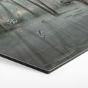 Wanddecoratie wolkenbos aan het meer met reiger in het groen - Ms Tiff - Aluminium Dibond