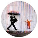 Vinilo decorativo Banksy - Lluvia de colores - Redondo
