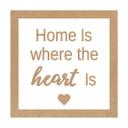 Letra decorativa con marco - El hogar es donde está el corazón - MDF naturaleza