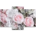3-delt lærredsprint Pink Roses Flowers Nature