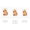 Plakat til børn - Capybara med fugl - Happy Capy
