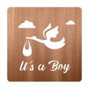 Decoración de madera para bebé - Es un niño - Caoba