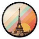 Póster Bodart - Torre Eiffel retro con arco iris - Redondo