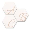 Hexagon bogstaver - Alu-dibond Kobbereffekt, hvid