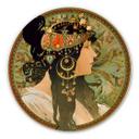 Tableau en Alu-Dibond Mucha - La brunette - Rond