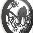 Décoration lumineuse LED en MDF - Deux oiseaux sur une branche