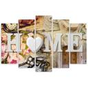 5 stykke lærredsprint Home Heart Retro Inscription