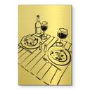 Geborsteld Alu-Dibond met goud-, zilver- & kopereffect - Stilleven diner met wijn - Treechild