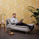 Skandinavisk tapet blade, planter - landhus ikke-vævet tapet vintage gul, hvid, grå