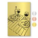 Geborsteld Alu-Dibond met goud-, zilver- & kopereffect - Stilleven diner met wijn - Treechild