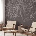 Fotobehang slaapkamer natuurmotief - elegante wilgentakken in donkergrijs - Ms Tiff