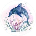 Sticker mural Kvilis - Dauphin - Rond