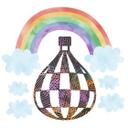Sticker mural Ballon à air chaud avec arc-en-ciel
