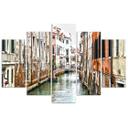 5 stykke lærredstryk, Venedig Canal Italy City