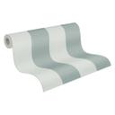 Papier peint rayé vert menthe gris clair - Papier peint intissé à structure textile fine moderne