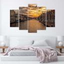 5 stykke lærredstryk City River Sunset