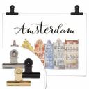 Póster Skyline of Amsterdam - Acuarela
