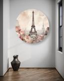 Rundt lærredsbillede Eiffeltårnet Shabby Chic