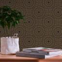 Papel pintado gráfico mandala oro negro - papel pintado estilo boho - papel pintado no tejido salón cocina