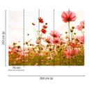 non-woven tapet FlowerMeadow natur valmuer fototapet Designwalls i pink og grøn 