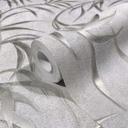 Papel pintado no tejido con hojas en hormigón de aspecto floral gris