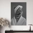 Billede med sølveffekt Royale Spa time-out med leopard - Rahner – print på aluminium (Alu-Dibond)