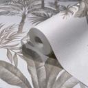 Papel pintado no tejido en blanco beige árboles hojas selva naturaleza floral 