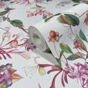 tapet, non-woven blomstret tapet Flora hvid, pink