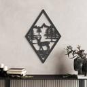Decoración en madera MDF ciervos en el bosque en forma de diamante