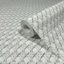 Non-woven tapet i trælook og vævet look hvid, grå trælook