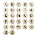 Hexagon Hout Alfabet Letters Bloemen