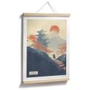 Plakat Solopgang over pagoden | Vintage Art Japan - Roze