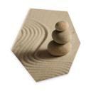 Sekskantet billede af træ Stone in Sand 2
