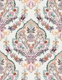 Fototapet med motiv af boho-ornament i pastel med blomstermedaljon 3,4 x 2,65 m