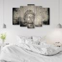 5 stykke lærredsprint, Buddha Zen Feng Shui grå