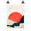 Póster Amanecer en el paisaje con palomas - Kubistika