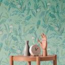 tapet jungle grøn hvid - tapet fugle planter - fleece tapet blomster stue