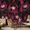 Fotomural de flores en tonos morados | papel pintado de flores - ilustración de anís